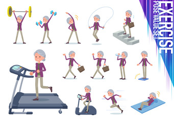 flat type Purple clothes grandmother_exercise