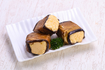 Eggplant with cheese roll
