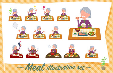 flat type Purple clothes grandmother_Meal