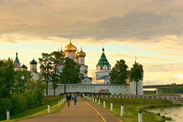 Ipatievsky monastery at sunset in the summer. Kostroma, Russia.