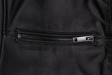 Black leather zip