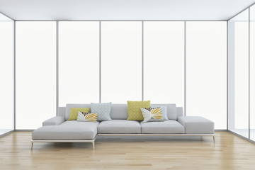 large luxury modern bright interiors apartment Living room illustration 3D rendering
