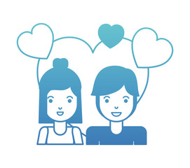 Fototapeta premium young couple with hearts love characters