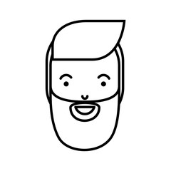 young man head with beard avatar character