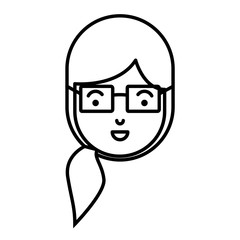 beautiful and young woman head with glasses