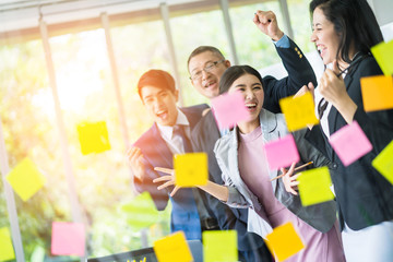 successful business meeting teamwork achivement contract and handshake agreement