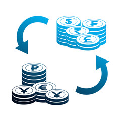 foreign exchange pile coins currency tranfer money