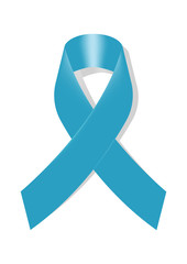 Cancer icon with Blue awareness ribbon on white background.