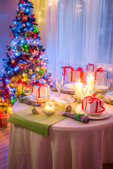 White Christmas table setting for Christmas eve