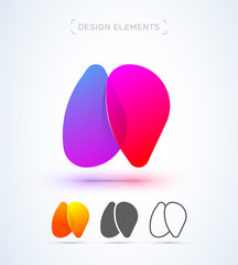 Vector abstract letter N and M logo design elements. Material design, transparent, origami, flat and line art style collection