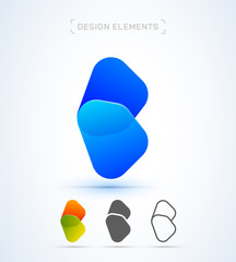 Vector abstract letter C and B logo design elements. Material design, transparent, origami, flat and line art style collection