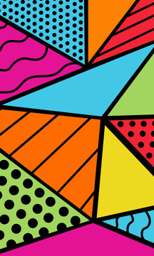 90s decade theme abstract geometric background bright colors