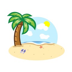 Fototapeta na wymiar palm tree on beach at noon