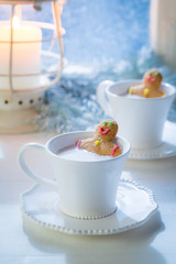Sweet two gingerbread man relaxing for Christmas