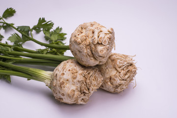 Fresh organic natural vegetables celery - vegetarian concept of cooking healthy food.