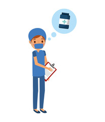 surgeon with checklist thinking in drugs