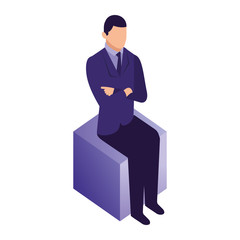 elegant businessman sitting character