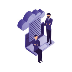 businessmen teamwork with laptop and cloud computing