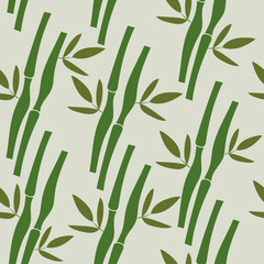 Seamless pattern with tropical plants bamboo and leaves . Vector Nature illustration
