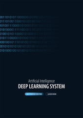 Deep Learning System. Banner for Social Media. Vector Illustration.