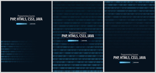 Set of Programming Courses. Banner for Social Media. Vector Illustration.