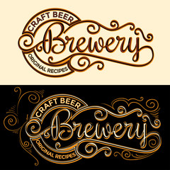 Brewery ornate vintage calligraphy sign