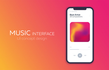 Mobile UI Design Concept. Music Player. Vector Illustration.