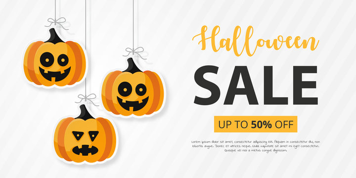 Halloween sale with flat icon. Vector illustration