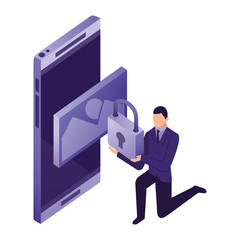 businessman smartphone security file image