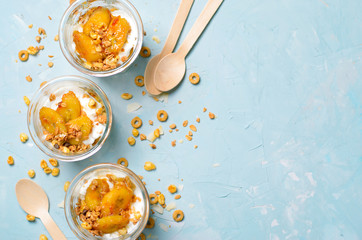 Caramelized Banana Parfait, Granola and Yogurt Dessert