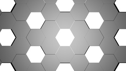 Abstract white and grey hexagon geometric surface 