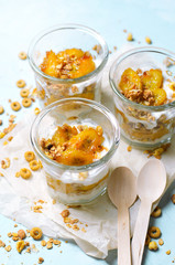 Caramelized Banana Parfait, Granola and Yogurt Dessert