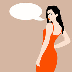  beautiful woman in red vector illustration flat