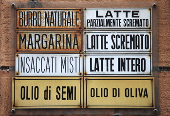 Old italian grocery store board