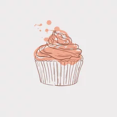 Cercles muraux Pour elle Cupcake croquis thème vector art illustration