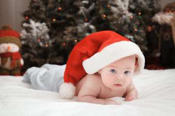 Portrait of a beautiful baby. Winter. New Year. Christmas.