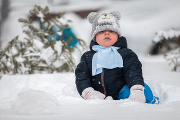 Fototapeta na wymiar Portrait of a beautiful baby. Winter. New Year. Christmas.