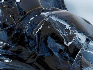 Splashing blue sparkling pure water. Abstract nature background