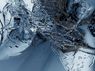 Splashing blue sparkling pure water. Abstract nature background