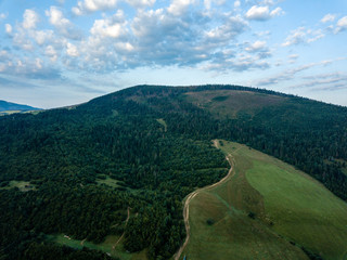 Fototapeta na wymiar drone image. aerial view of rural mountain area in Slovakia, villages of Zuberec and Habovka from above