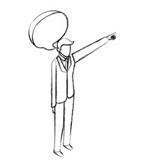 business man character and speech bubble