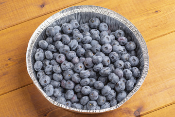 Freshly picked blueberries in a bowl. 
