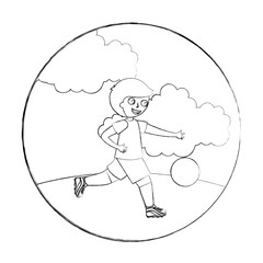 happy little boy playing with soccer ball
