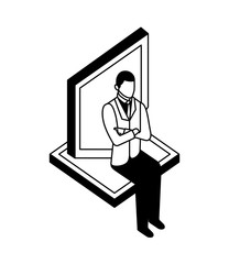 elegant businessman sitting character icon