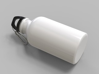 Aluminium Water Bottle For Mock up And Template Design. 3d Render Illustration.