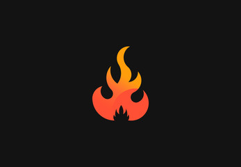 Fire flame with negative space. Vector Logo Symbol