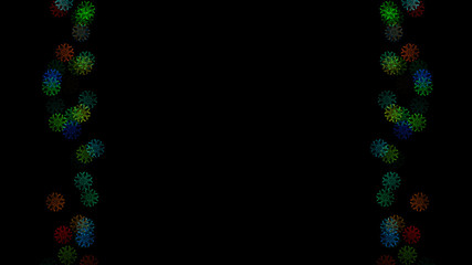 Abstract background with a variety of colorful snowflakes. Big and small.