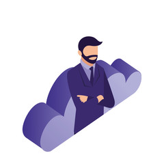 beard businessman cloud computing storage