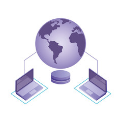 world connected laptops database server network