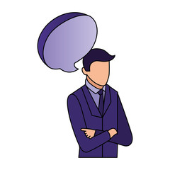 businessman portrait speech bubble communication